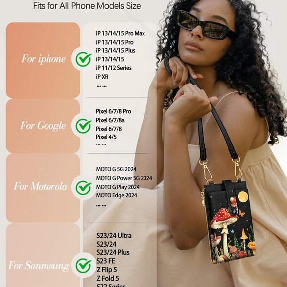 Crossbody Bags for Women - Leather Cellphone Phone Purse Wallet Cute Designer Cr - Picture 3 of 6